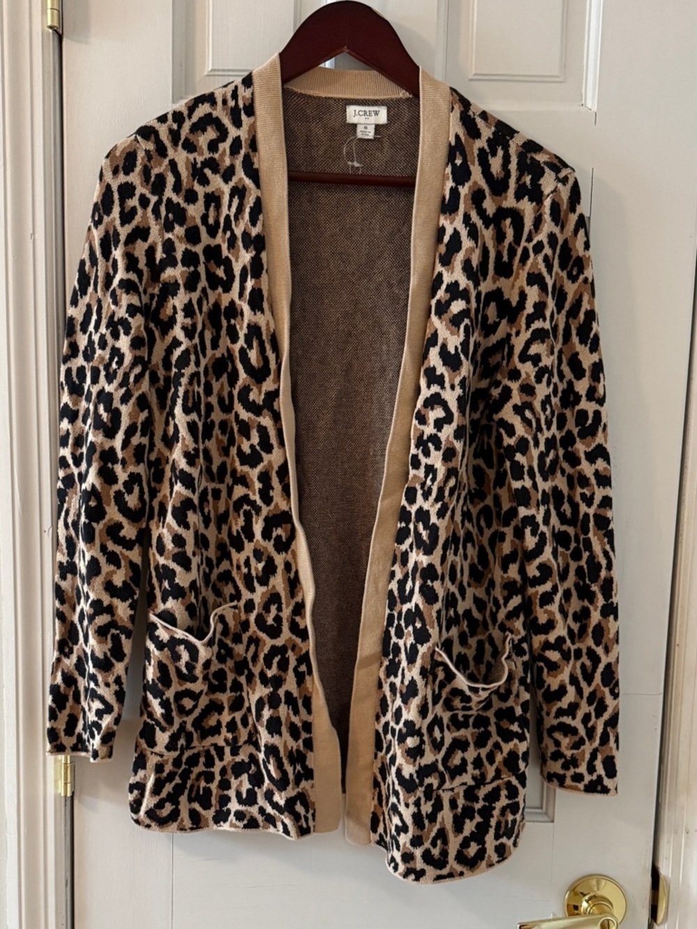 J. CREW Women’s Leopard Print Open Front Cardigan Sweater Size S